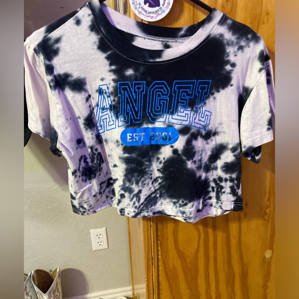 Black and White Tie-dye Crop Top